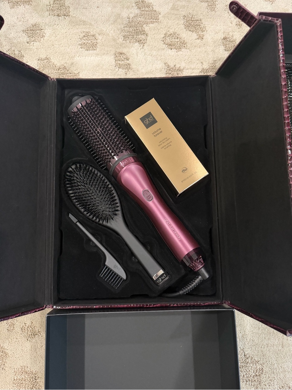 ghd Metallic Pink Hot Air Brush Styler with Brush & Comb